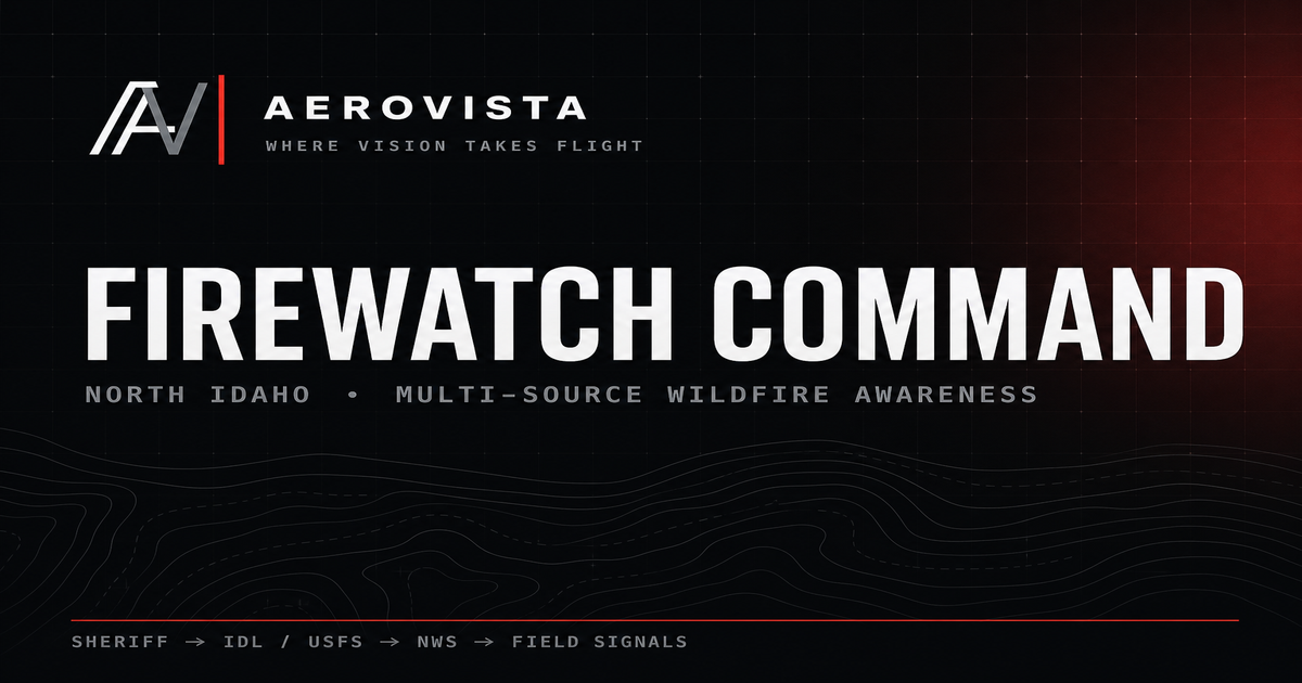 AeroVista FireWatch Command wildfire awareness dashboard preview